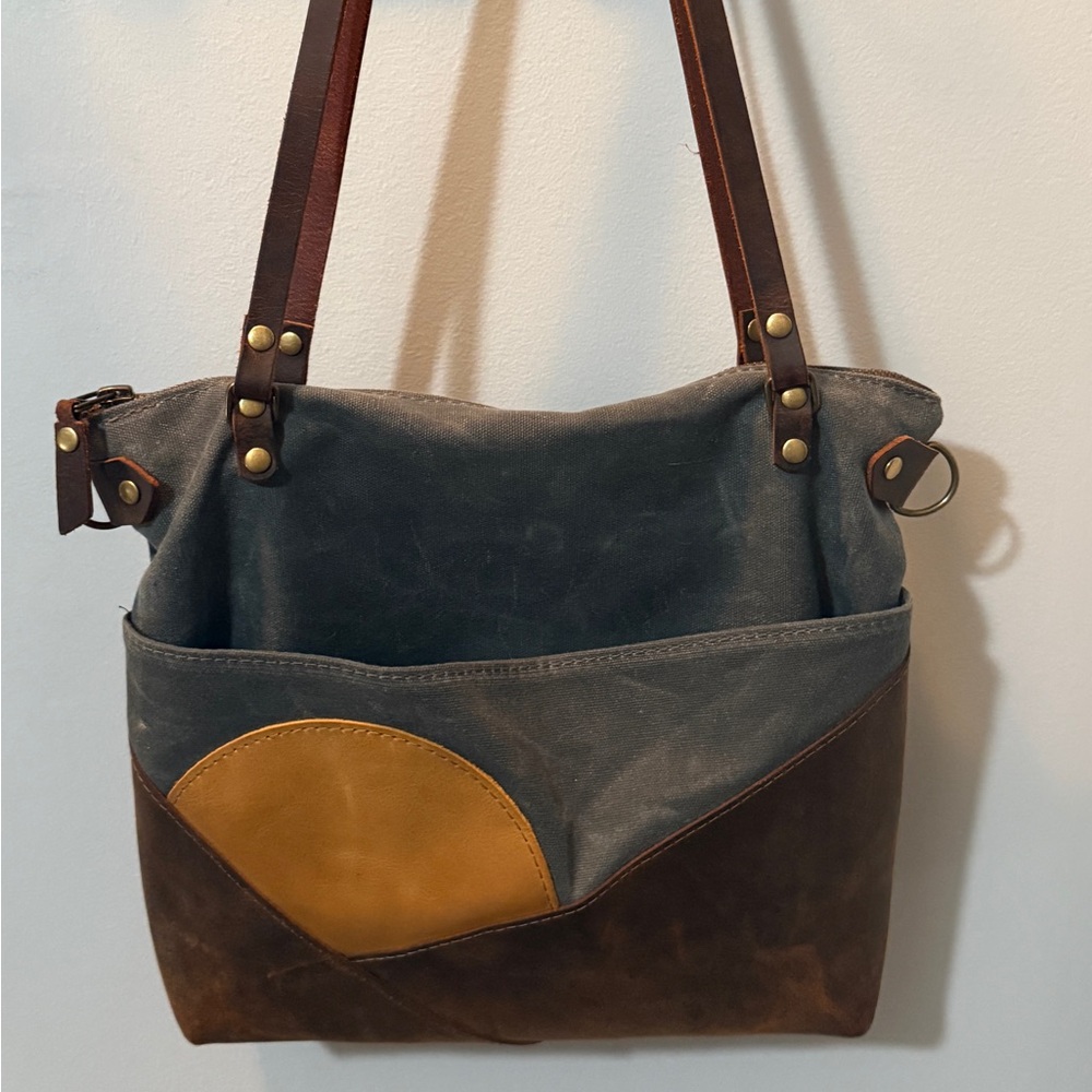 In Blue Handmade waxed canvas bag